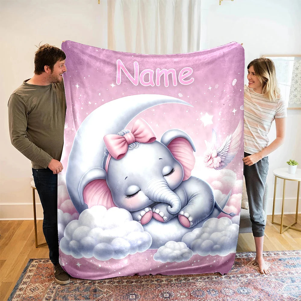 Personalisierte Kuscheldecke für Kinder – Flauschige Babydecke mit Namen | Elefant Design | Weich, warm & perfekt als Geschenk