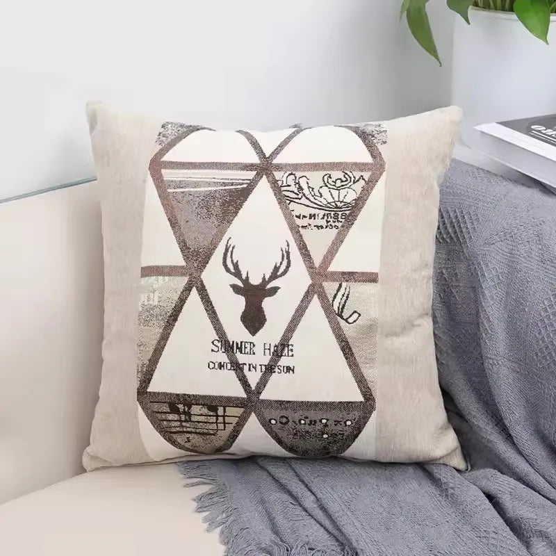 Luxus Kissenbezug 45×45 cm aus Chenille – Gestickte Königskrone | Dekokissen für Sofa & Wohnzimmer