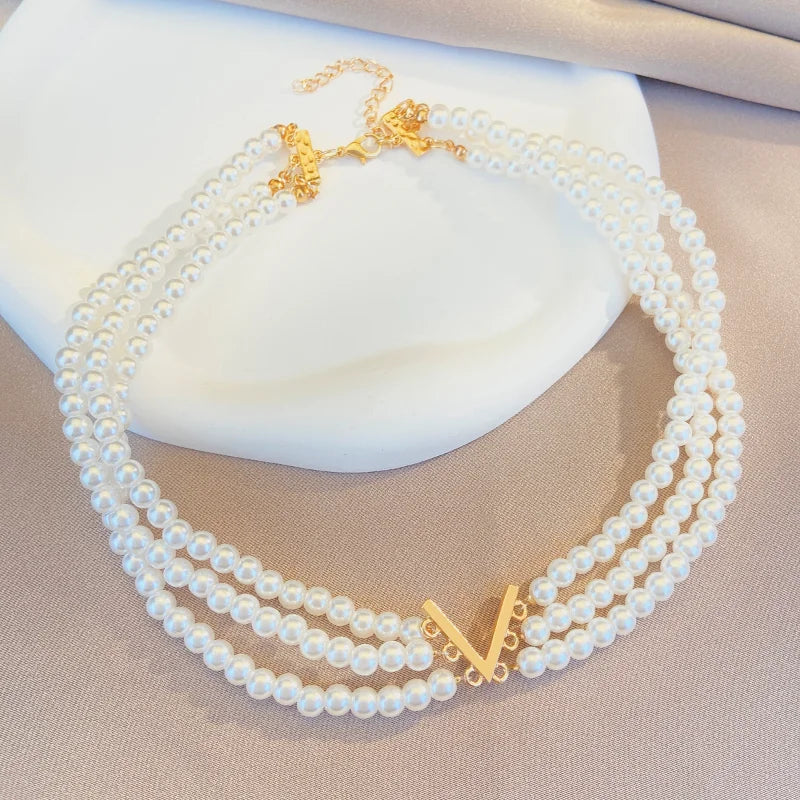 Elegantes Perlen-Schmuckset - Halskette & Armband - Gold - Party & Geschenkidee