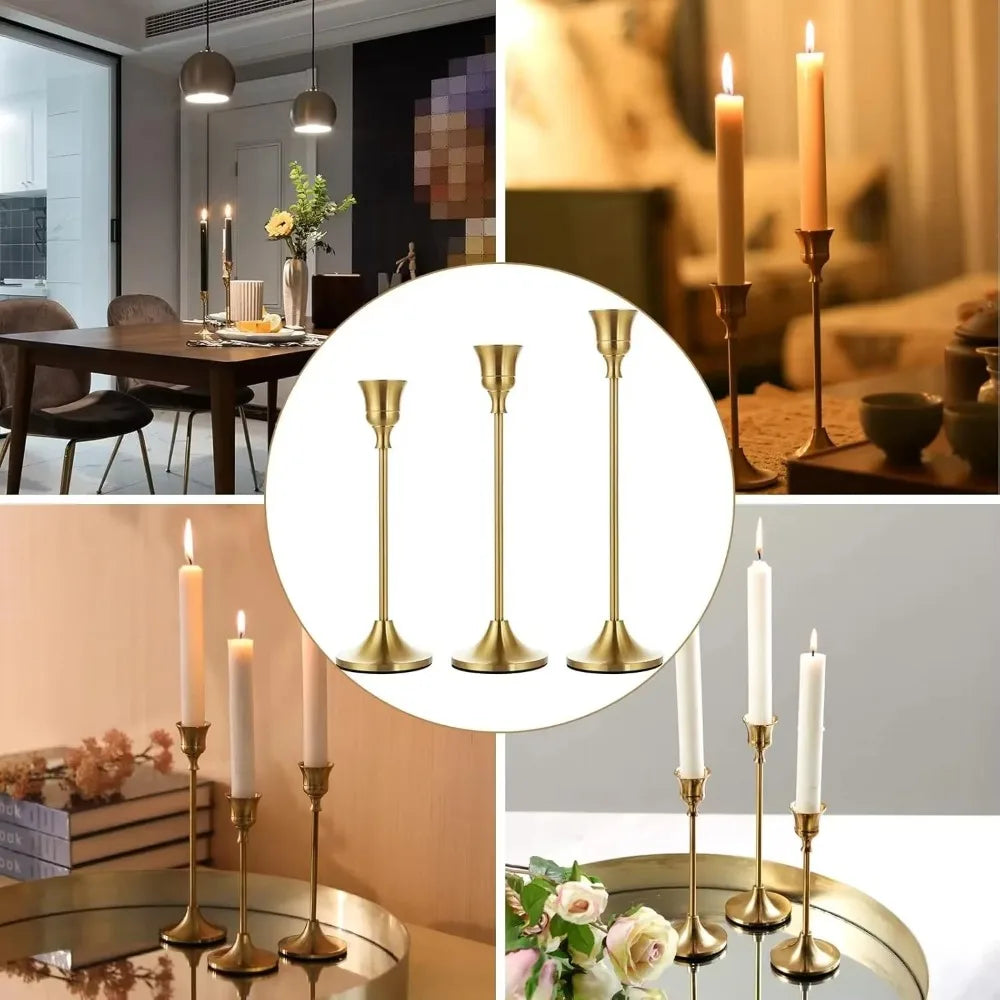 Elegante Metall-Kerzenhalter – Set aus 1 oder 3 Stück | Vintage Tischdekoration für Wohnzimmer & Events