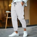 Herren Baumwoll-Leinen-Hose mit Streifen – lockerer Schnitt