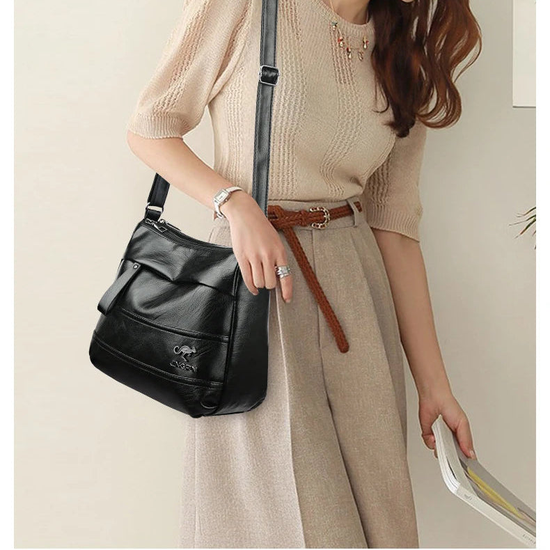 Elegante Damen Umhängetasche in Schwarz – Vorderansicht