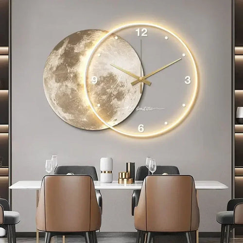 Design-Wanduhr im Mond-Stil mit LED – modernes Statement für stilvolle Wohnräume