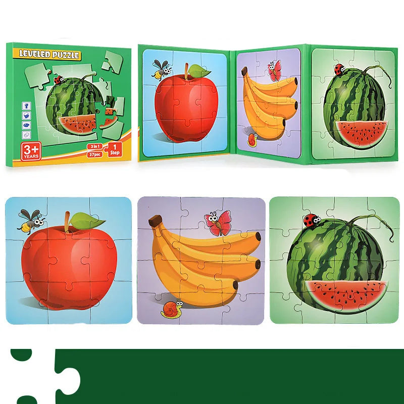 Kompaktes Magnet-Puzzlebuch für kreatives Lernen – perfekt für Reisen, Zuhause und Kindergarten.