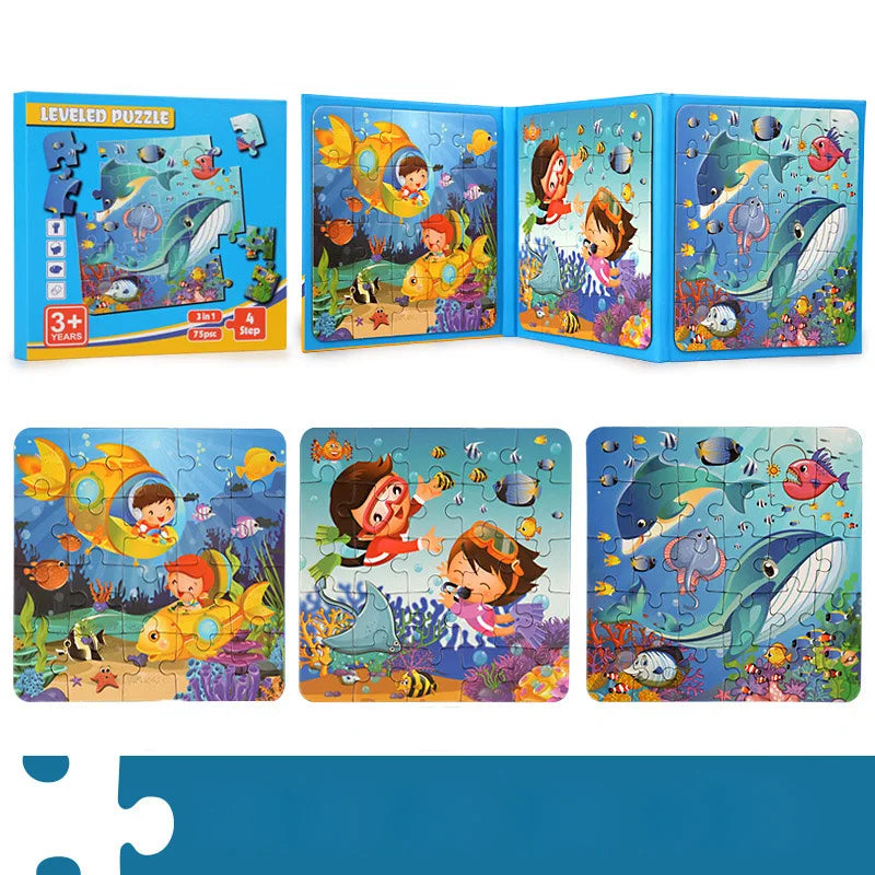 Kompaktes Magnet-Puzzlebuch für kreatives Lernen – perfekt für Reisen, Zuhause und Kindergarten.