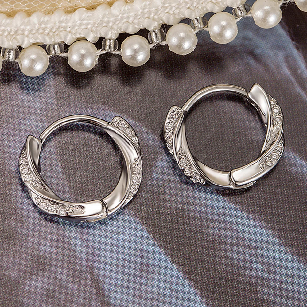 925 Sterling Silber Damen-Kreolen – Zirkonia-Design, Elegant & Zeitlos