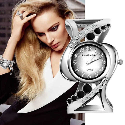 „Elegante Damen-Armbanduhr in Gold mit Kristallen – Bangle Design”