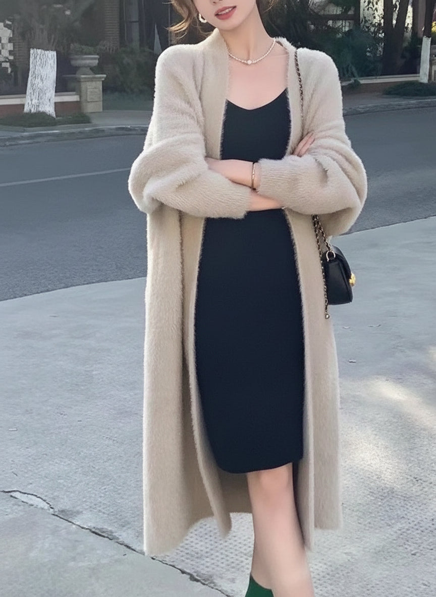 Elegant langer Wintermantel One Size für Damen