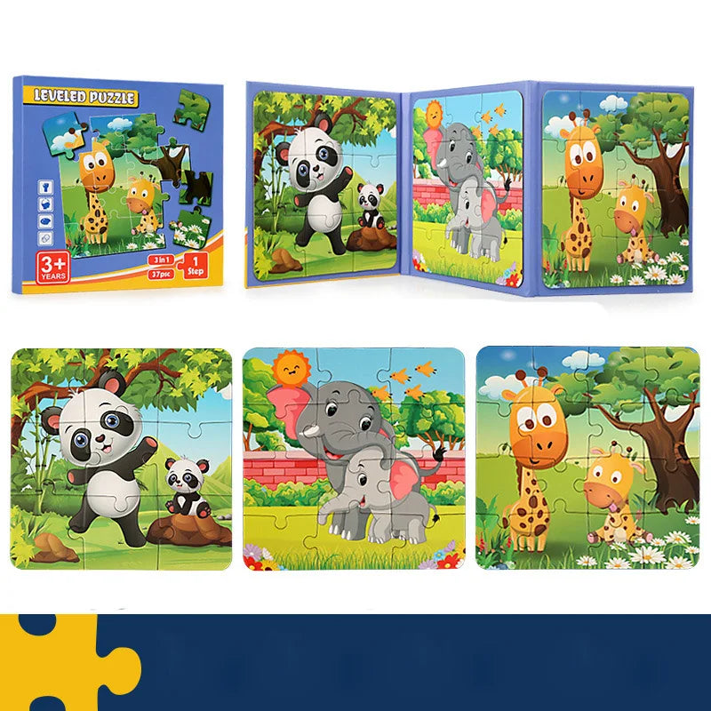 Kompaktes Magnet-Puzzlebuch für kreatives Lernen – perfekt für Reisen, Zuhause und Kindergarten.