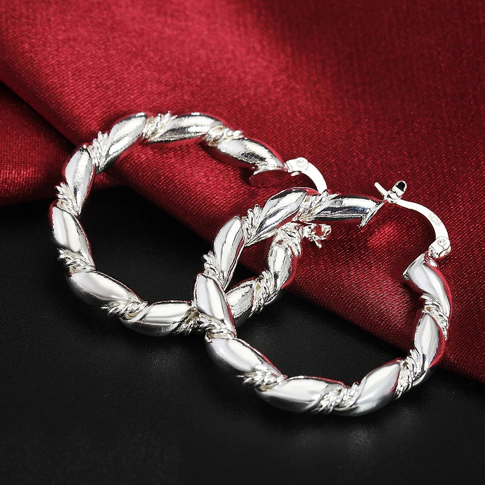 925 Sterling Silber – Gedrehte Rope-Kreolen | Elegante Ohrringe in Gold, Roségold & Silber