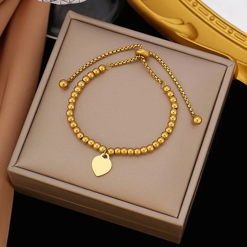 Herz-Armband aus Edelstahl – Vergoldet – Trendiges Geschenk für Frauen