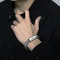 Geflochtenes Herrenarmband aus Edelstahl – Silber, 21 cm