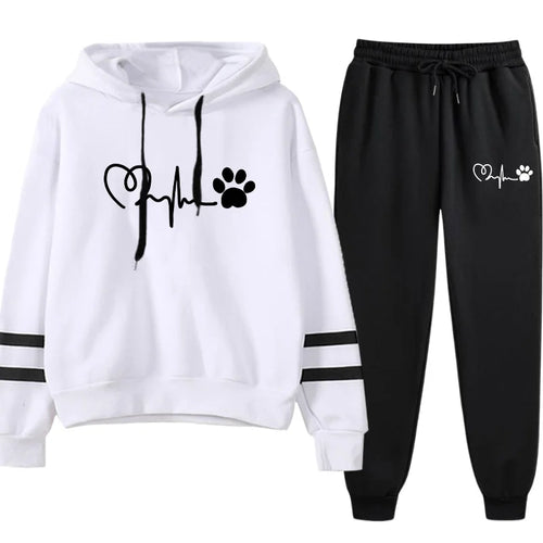 Damen Jogginganzug 2-teilig in Weiß – Hoodie & Jogginghose – Größen S–XXXL