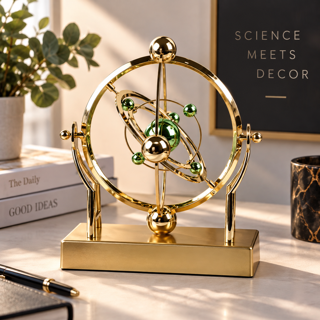 Goldfarbene Orbit-Dekoration in einem Wohnraum